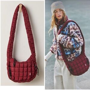 Free People x FP Movement Quilted Baby Carryall Crossbody Bag – Wine